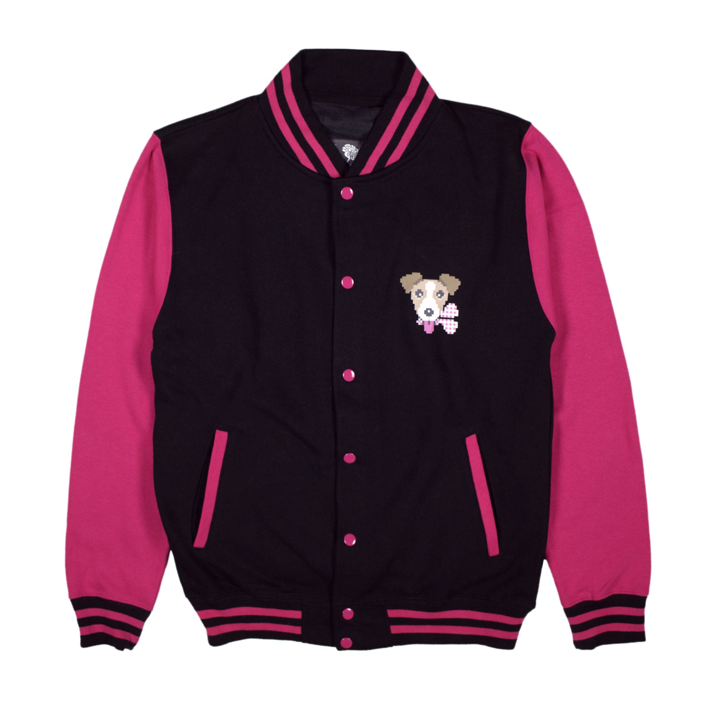 Giubbotto Bomber in stile college da Donna - Varsity jacket Jackson- my favorite game girl - shok rose - black light